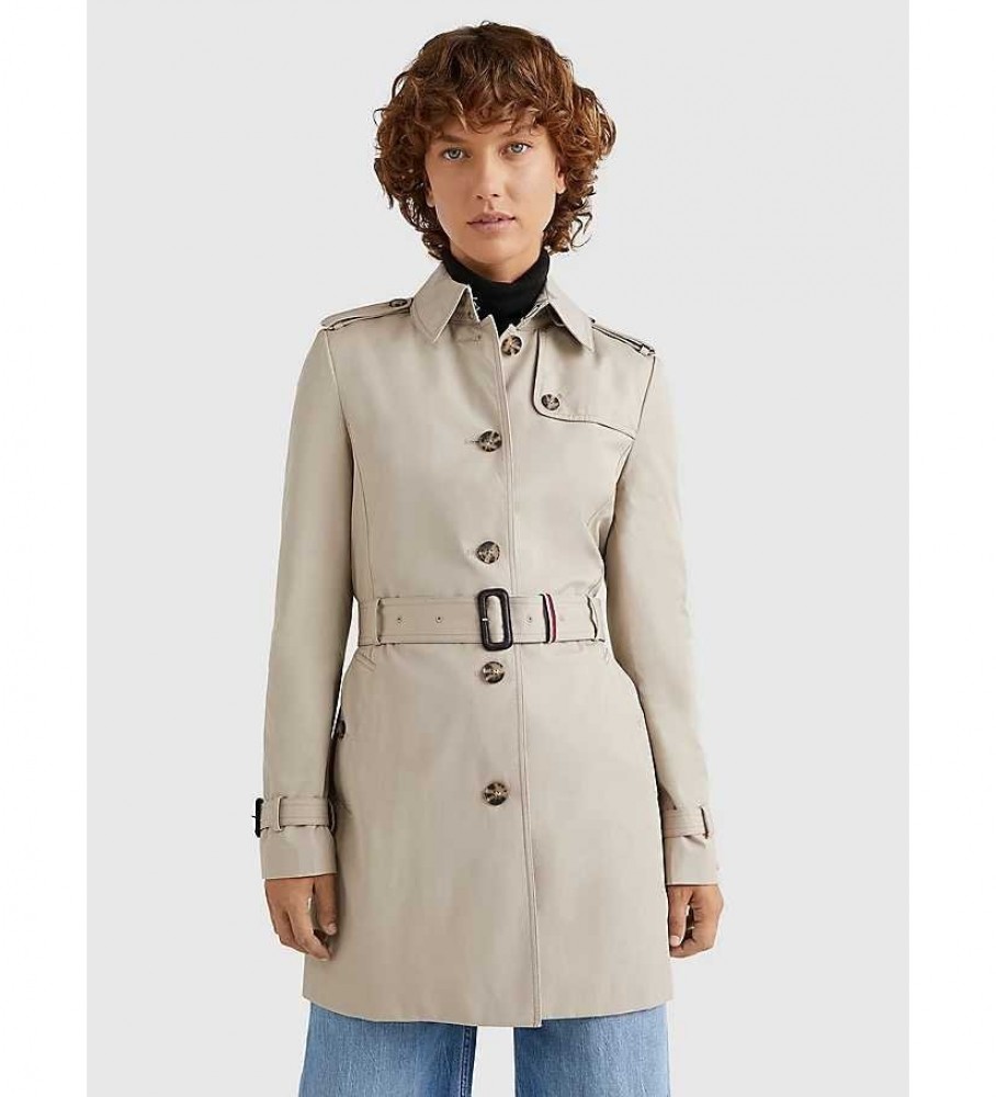 Casaco Tommy Hilfiger Heritage de abotoamento simples, cor taupe