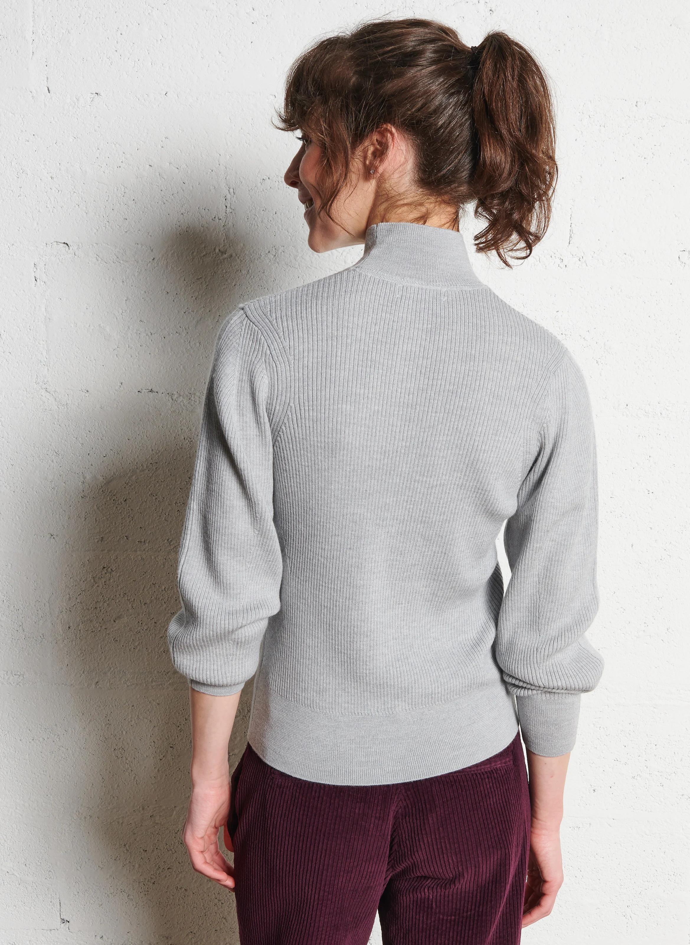 Pull col rond droit en laine | Gris
