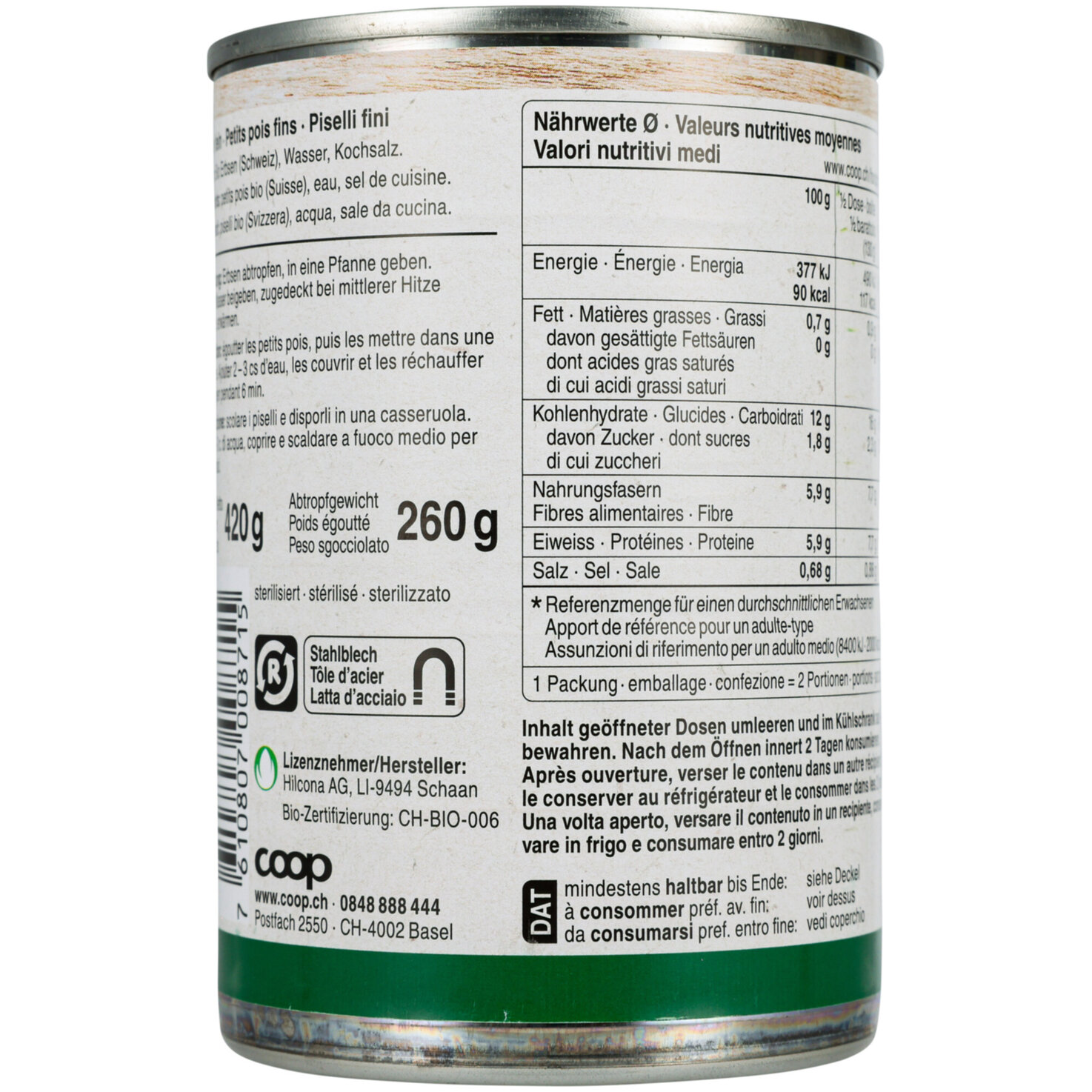 Naturaplan Bio Erbsen fein