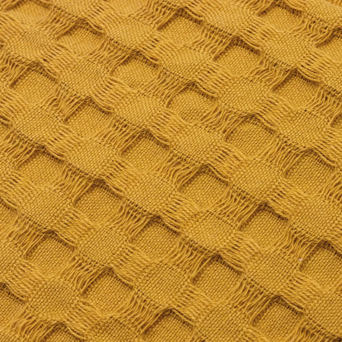 Jeté de lit coton nid d'abeille (130 x 160 cm) Maya Jaune safran