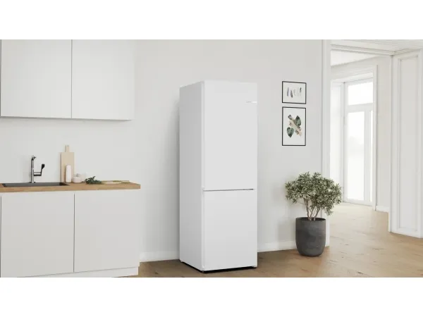 Bosch Serie | 4 KGN362WDF - Køleskab/fryser - bund-fryser - bredde: 60 cm - dybde: 66.5 cm - højde: 186 cm - 321 liter - Klasse D - hvid