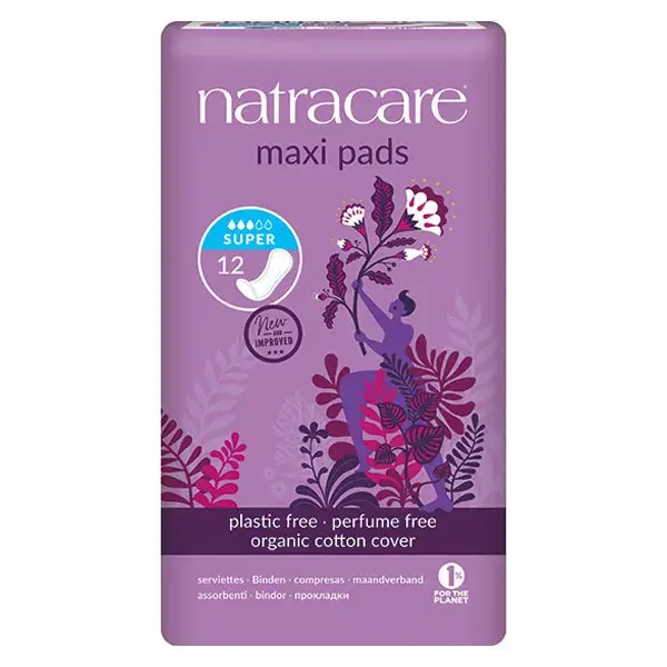 Absorventes Natracare Maxi Pads Super Towels - 12 unidades