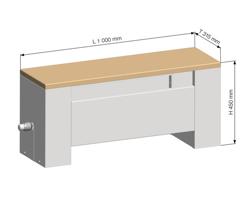 Bankconvectorradiator KORALINE Optimal LDO H 450 x B 1000 x D 315 mm wit met beukenhouten paneel