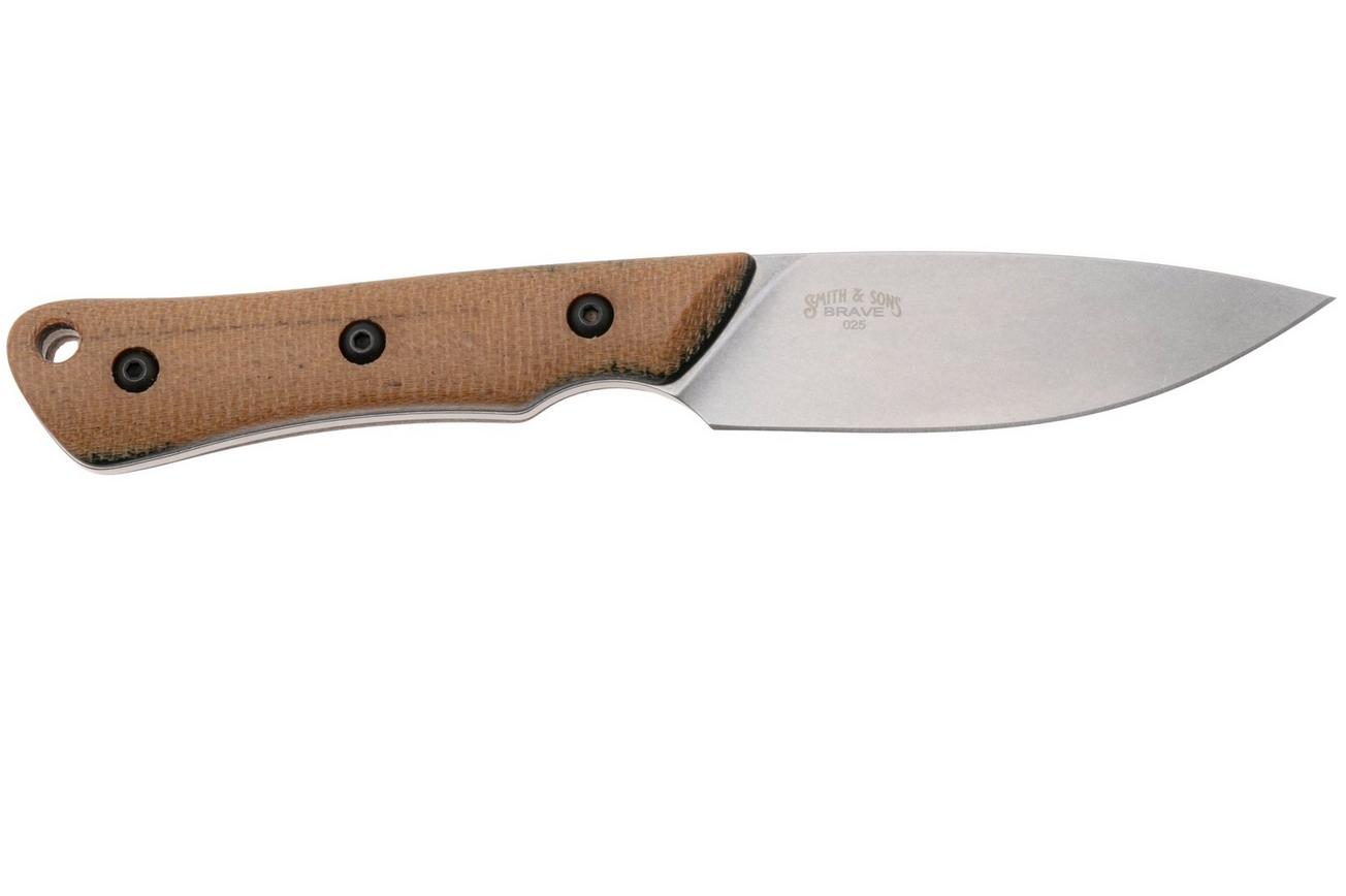 White River Knives Brave WRSS-BRV-MNB Stonewashed Magnacut, Natural Canvas Micarta, jachtmes, Smith and Sons design