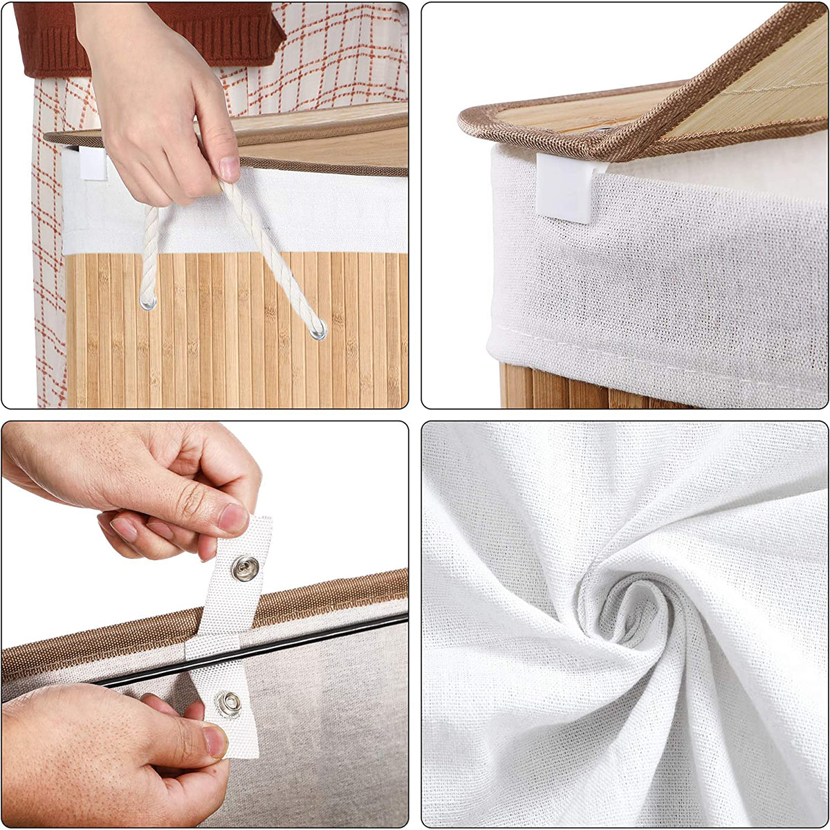 Calicosy - Wasmand van bamboe met 3 compartimenten, 150L - H61,5 cm