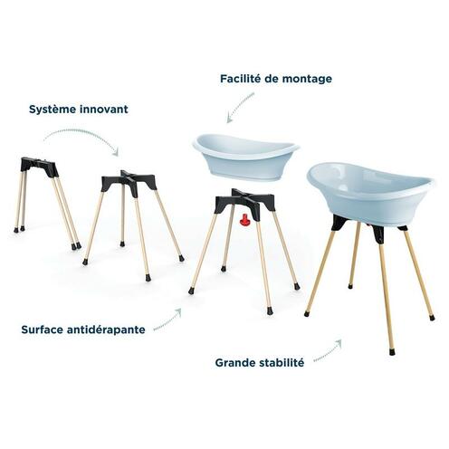 Kit Baignoire VASCO Fleur Bleue : Baignoire + Pieds + Tuyau de vidange - THERMOBABY