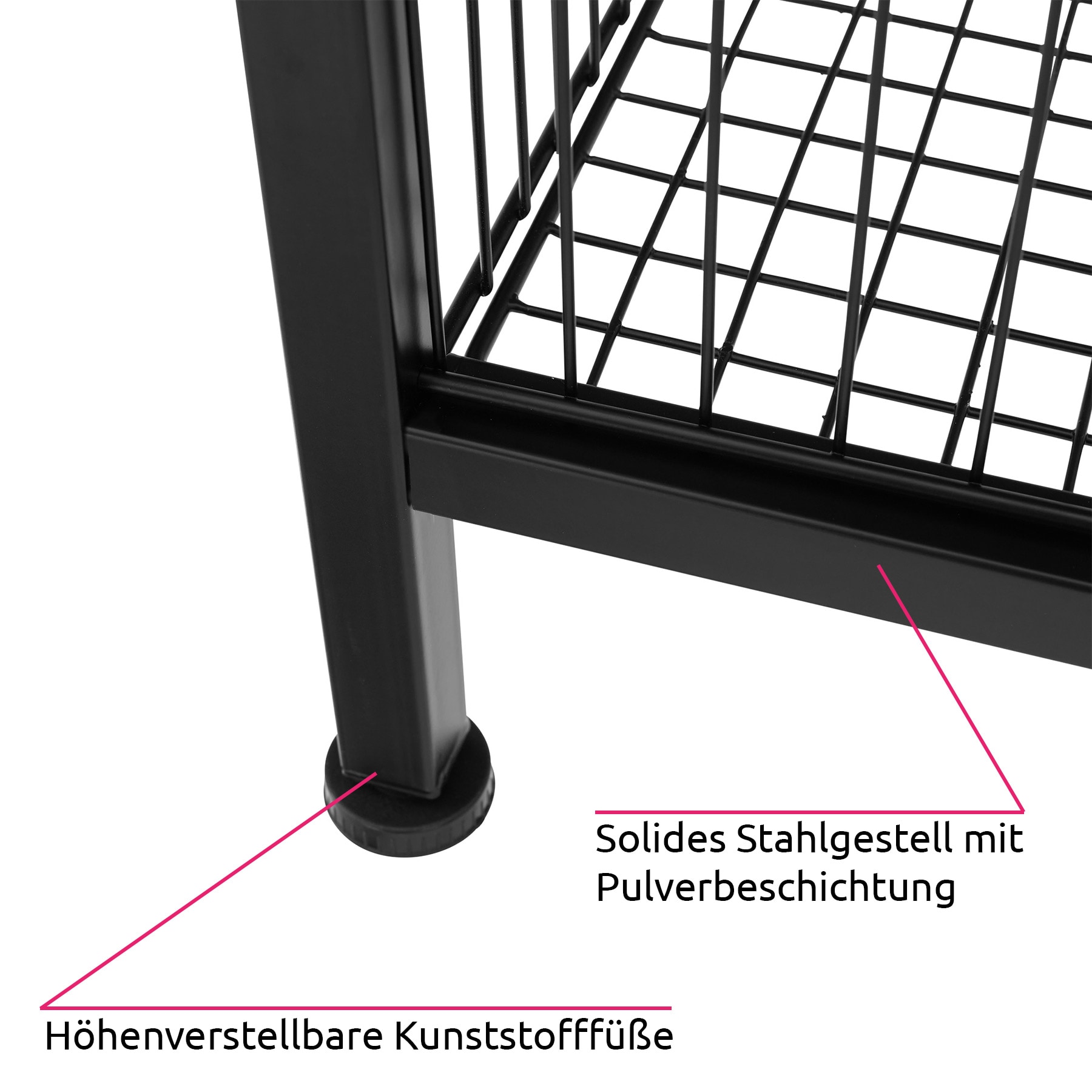 tectake® Beistelltisch, Industrial Style, mit Gitterkorb, 40 x 40 x 55,5 cm