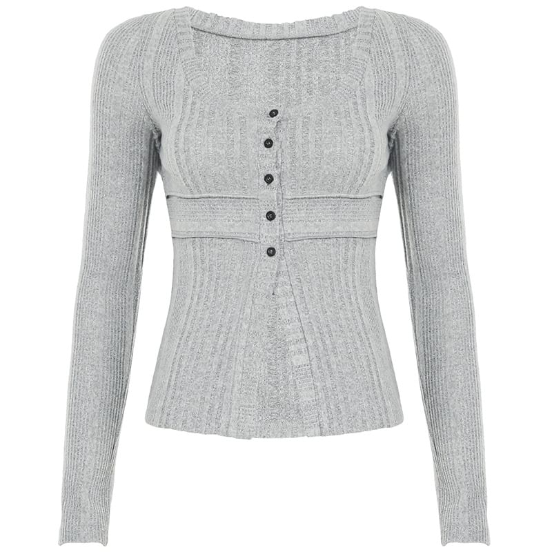 Sosana - Lange mouwen effen slim-fit gebreide top