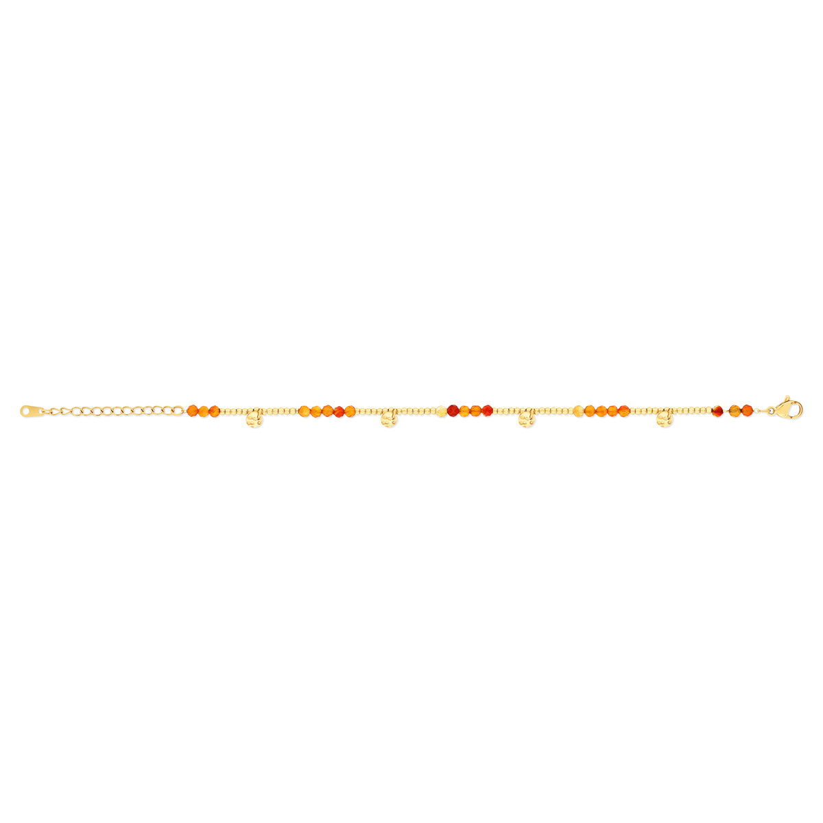 Bracelet acier doré aventurines oranges 19 cm