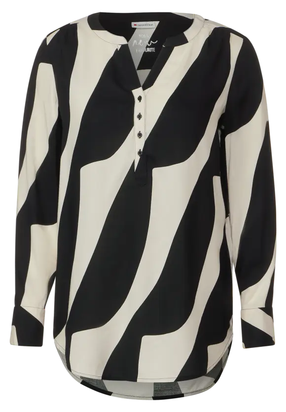Print Viskosebluse - Black