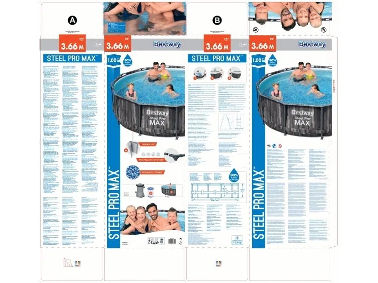 Bestway 5614X, 9150 L, Indrammet pool, Voksen & barn, Stige, Træ, 34,5 kg