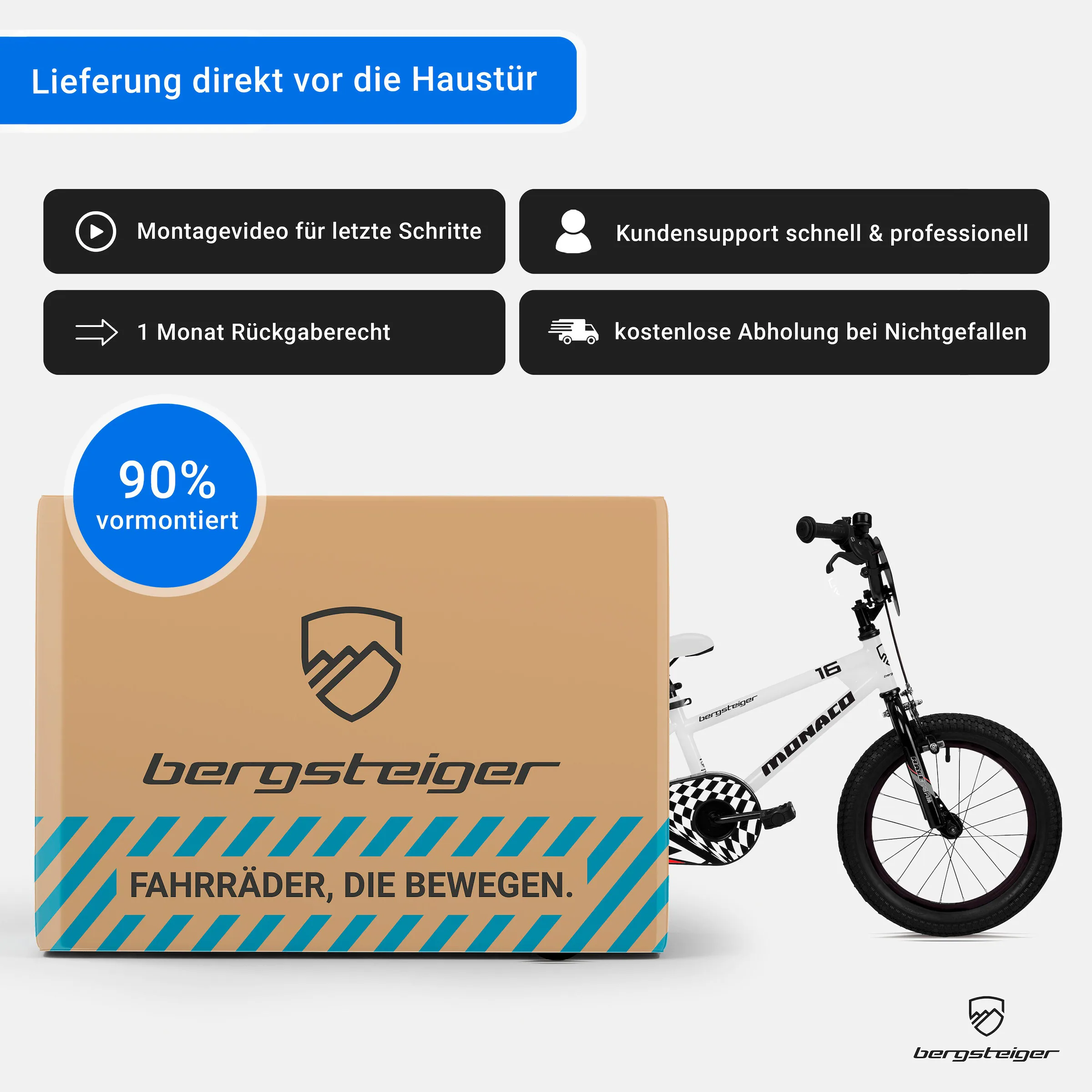 Bergsteiger Kinderfahrrad Monaco 20 Zoll | racing white