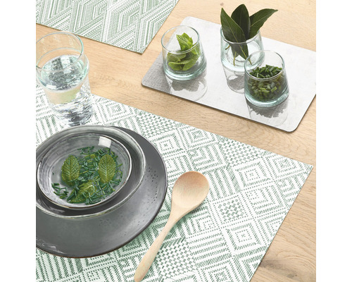 Geweven gestippeld groen tafelkleed 30 x 45 cm