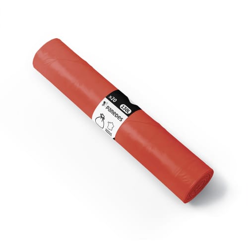 Sacs poubelle 130L PEBD rouge 55µ lien classique Paredes