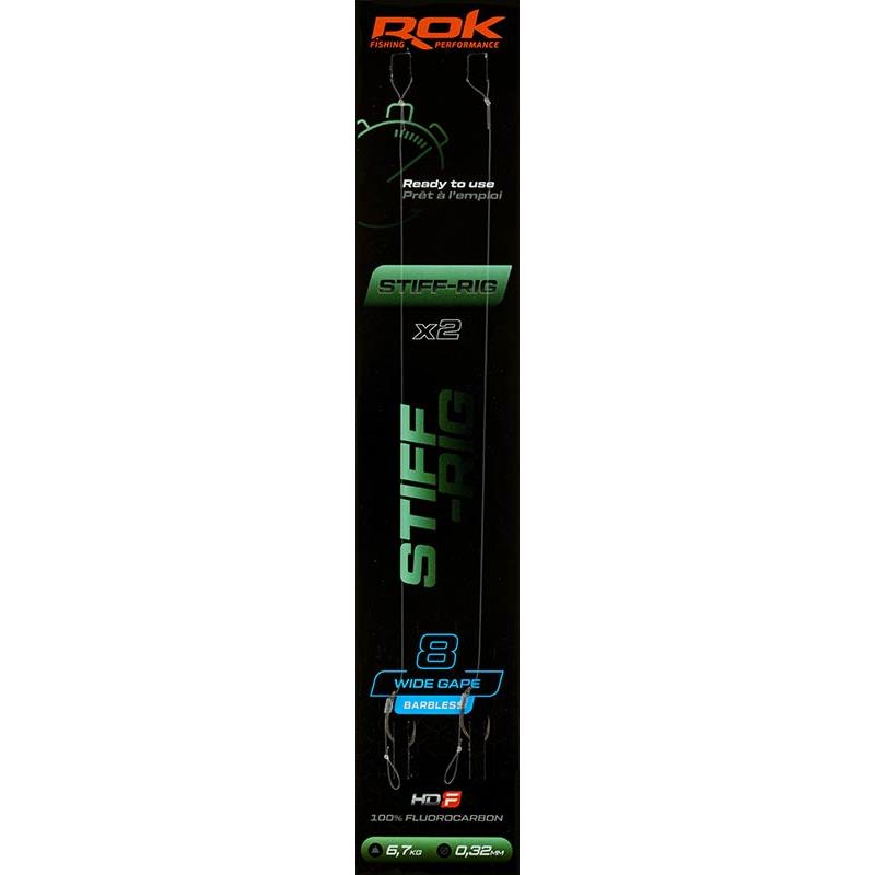 Bas De Ligne Rok Fishing Stiff Rig Wide Gape Barbless - Par 2