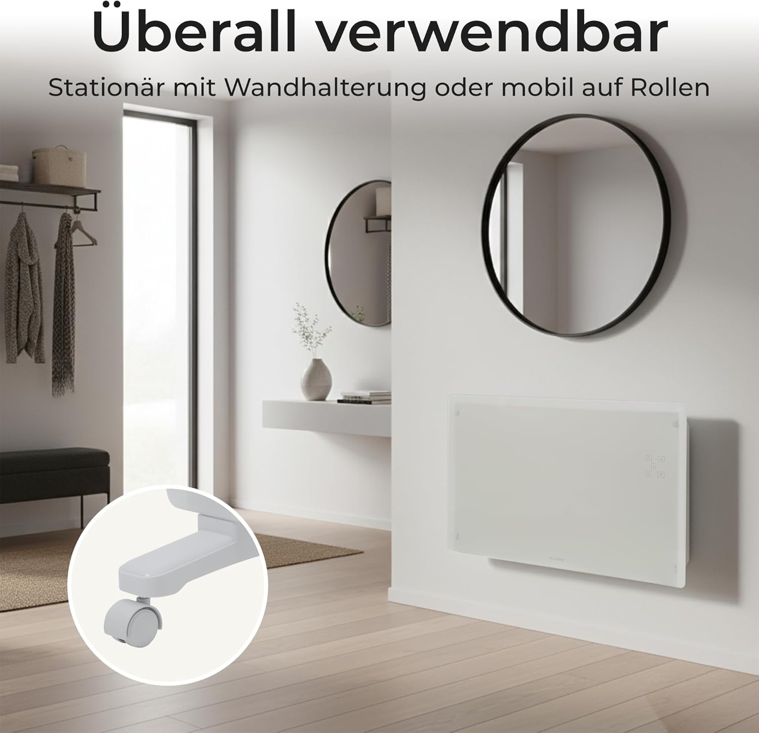 KLAMER Konvektor Pro 2500 W WLAN Heizgerät – Smart Konvektor mit App- & Timersteuerung, ECO- & Frostschutzmodus, LED-Display, Überhitzungsschutz, für Wohn- & Schlafräume, Wand- oder Standmontage
