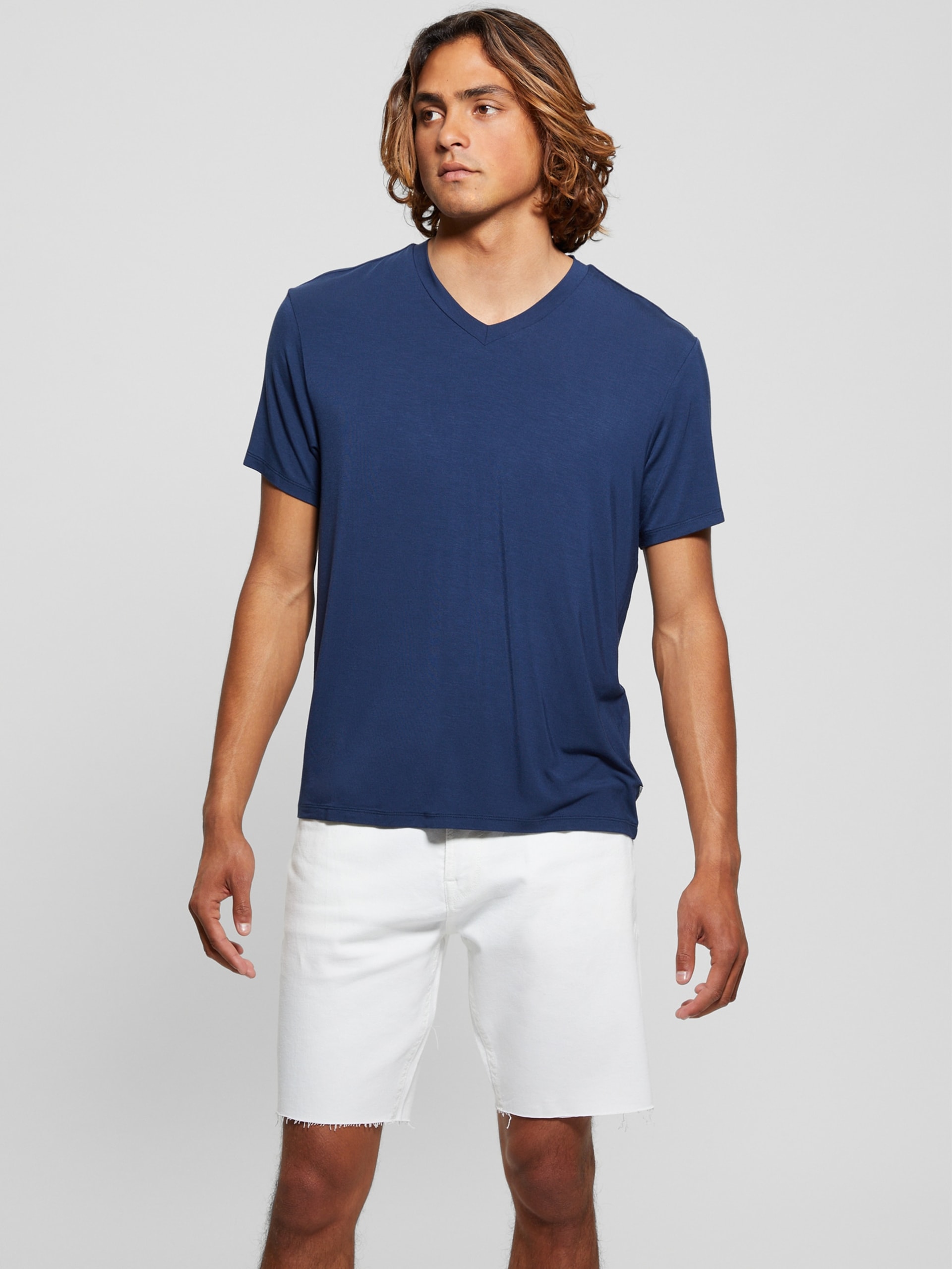 Camiseta de malha grossa com decote em V