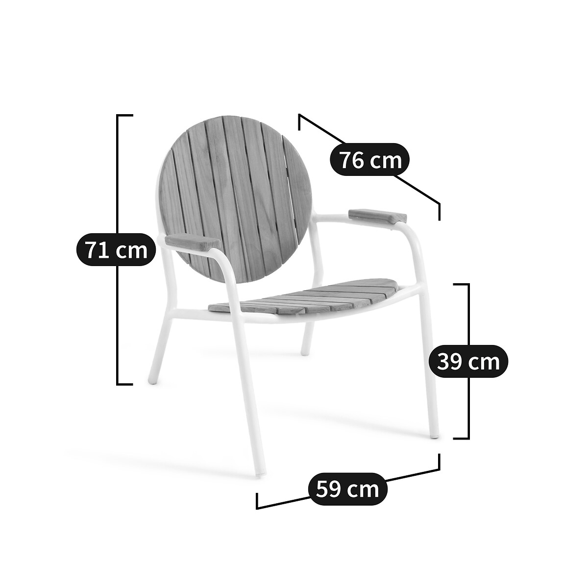 LA REDOUTE INTERIEURS<br>Poltrona de jardim em alumínio/teca maciça, Chassagne