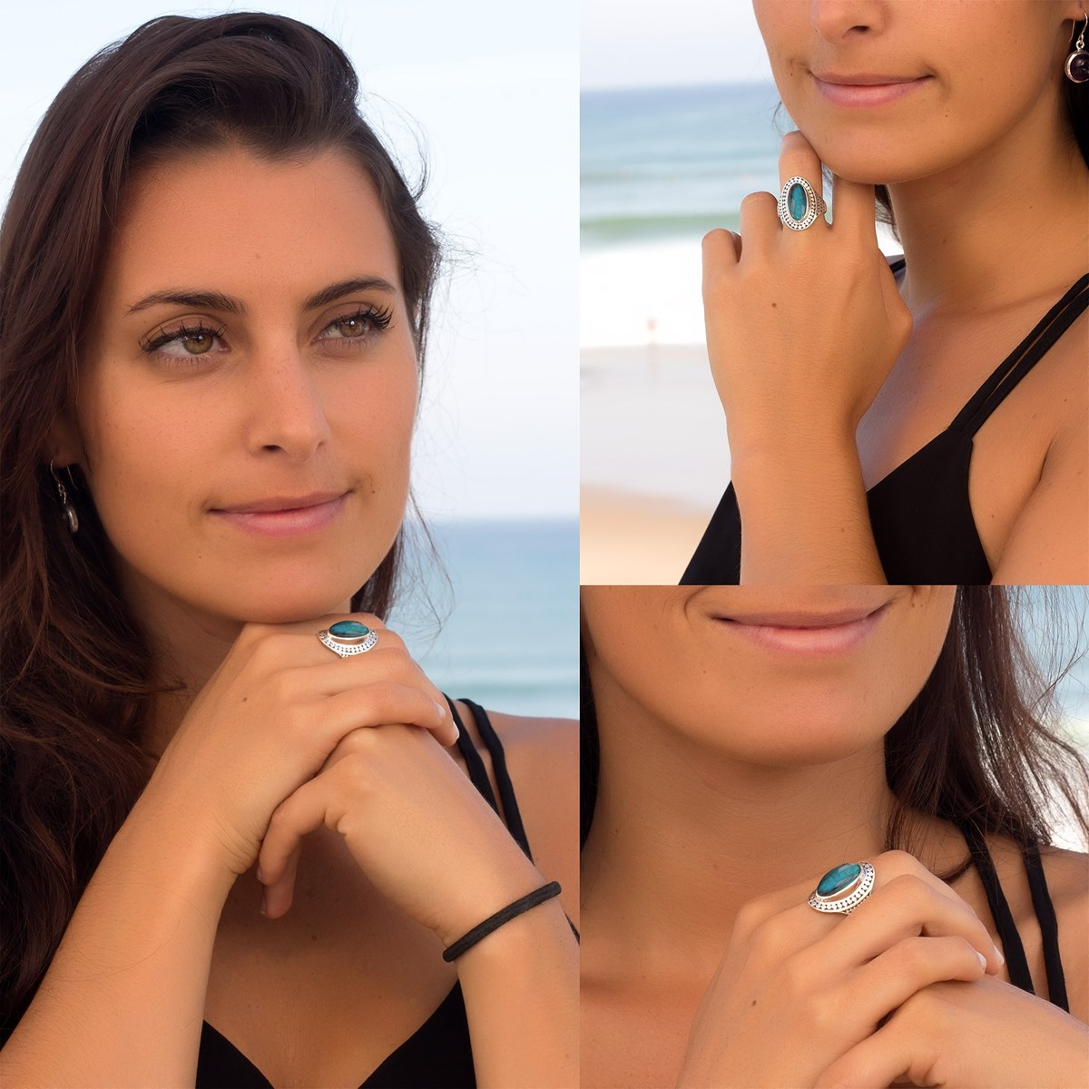 Bague Élégante en Pierre de Labradorite et Argent Massif 925 | Boutique Aden