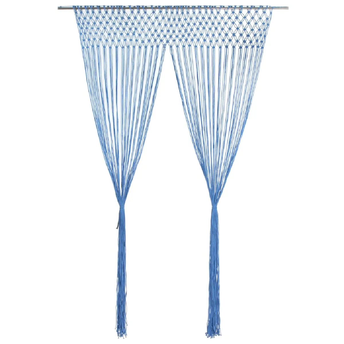 vidaXL Rideau en Macramé - Bleu 140x240 cm