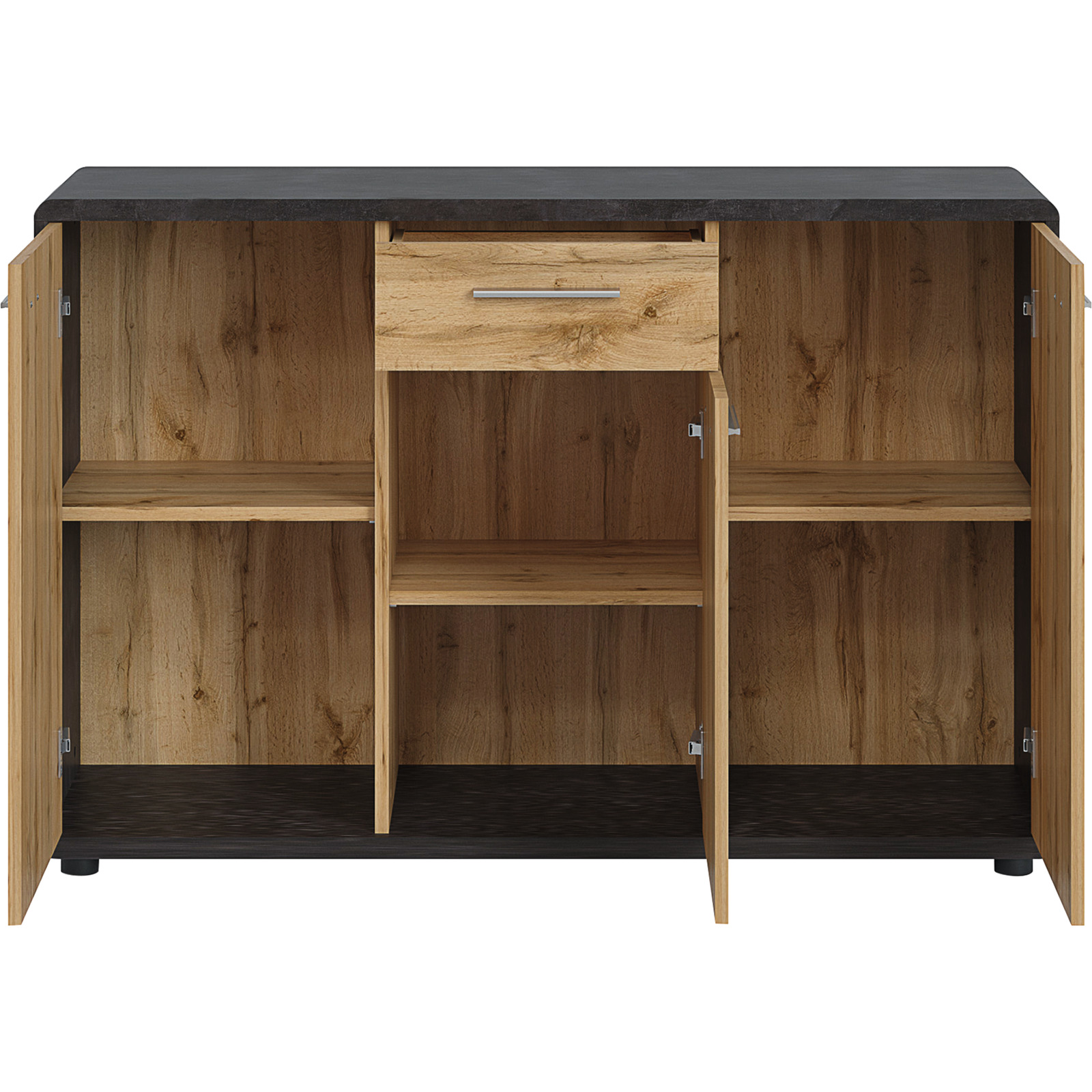 Kommode Trevi Dekor Beton-Optik dunkel Wotaneiche 131 x 87 x 40 cm