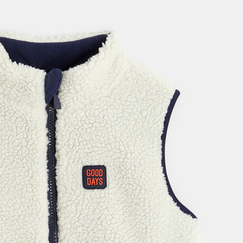 Veste sans manches réversible écru marine Garçon