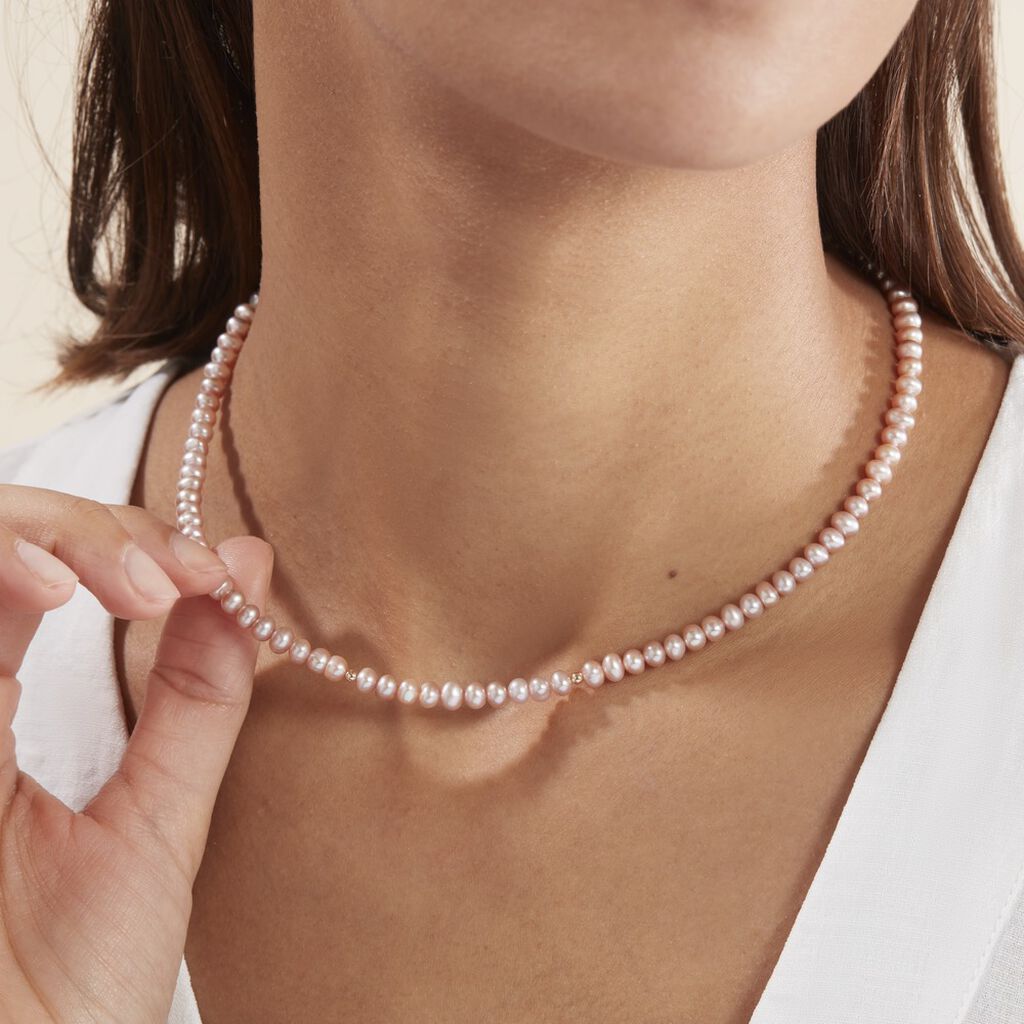 Collier Multicolore Or Jaune Perle De Culture