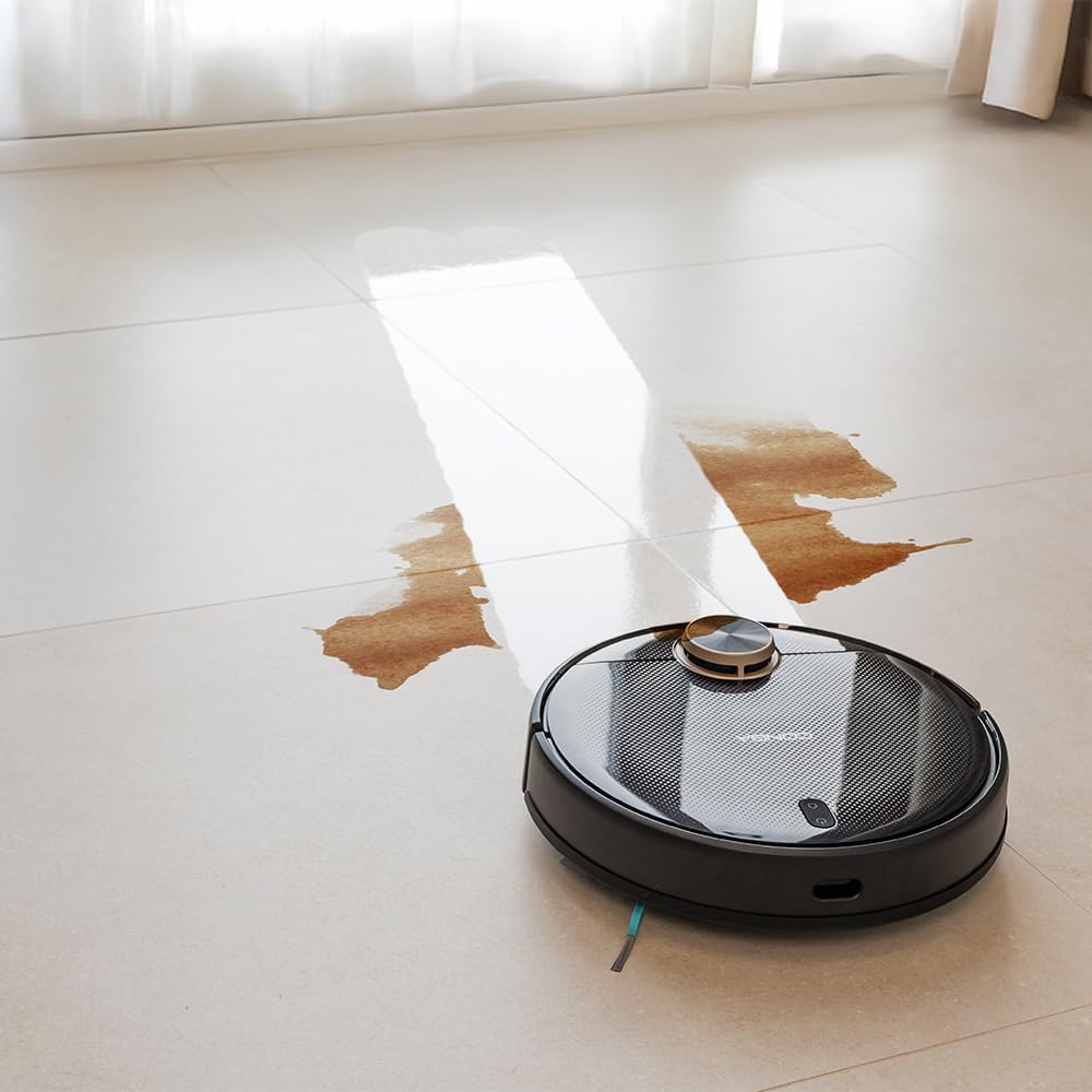 Cecotec Saugroboter Selbstentleerung und rotierende Wischmopps Conga 13090 Spin Revolution Home&Wash Essential. 7000Pa, Lasertech, Silikonbürste, Seitenbürste, APP, Bluetooth, WiFi 2,4 GHz, 5 GHz