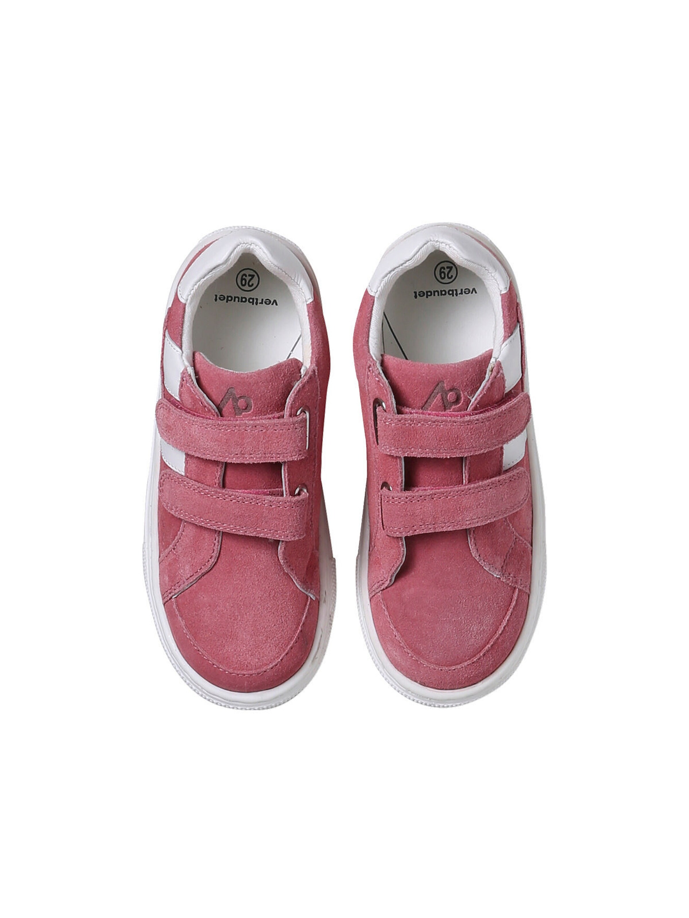 Vertbaudet Kinder Ledersneakers mit Anziehtrick und Klett himbeer