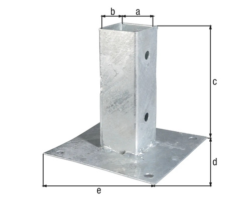 Schroefhuls 61 x 61 x 150 mm, thermisch verzinkt