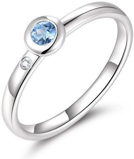 Quinn - Ringen - Witgoud - 585/- 14 Karaat - Saffier - Blauw