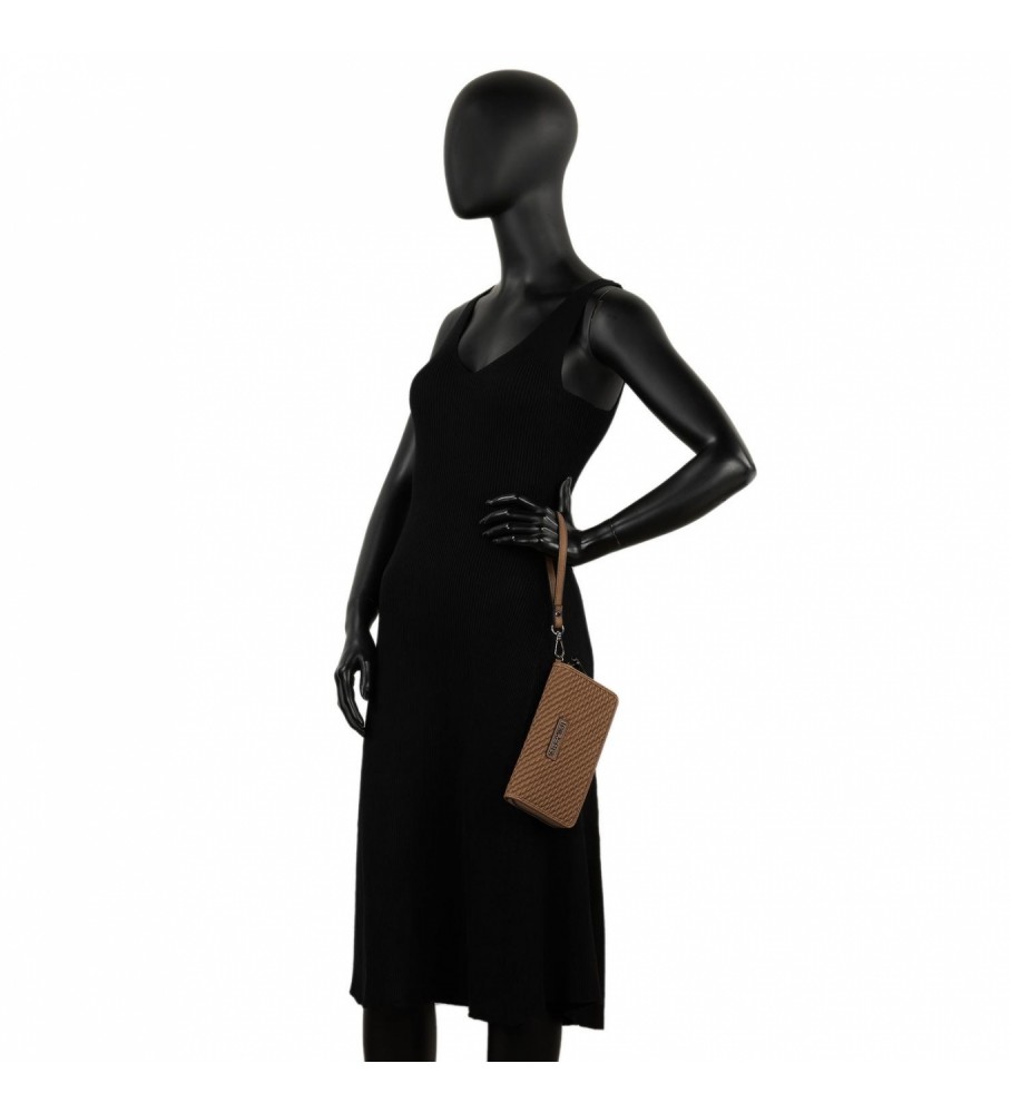 Carteira feminina grande Lois com compartimento para carteira, com trava de segurança RFID e proteção anti-escaneamento, modelo 311701, cor taupe.
