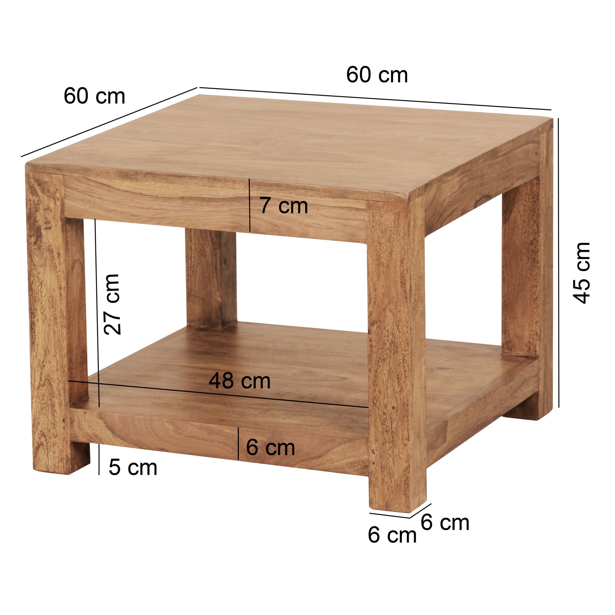 KADIMA DESIGN Couchtisch NAKO Massivholz: Landhausstil, Ablagefach, robust, pflegeleicht