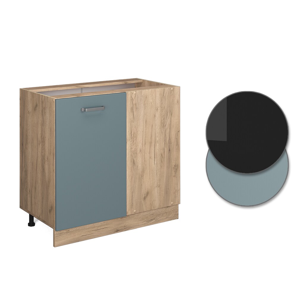 Vicco Eckunterschrank Küchenschrank R-Line Solid Eiche Blau Grau 86 cm modern