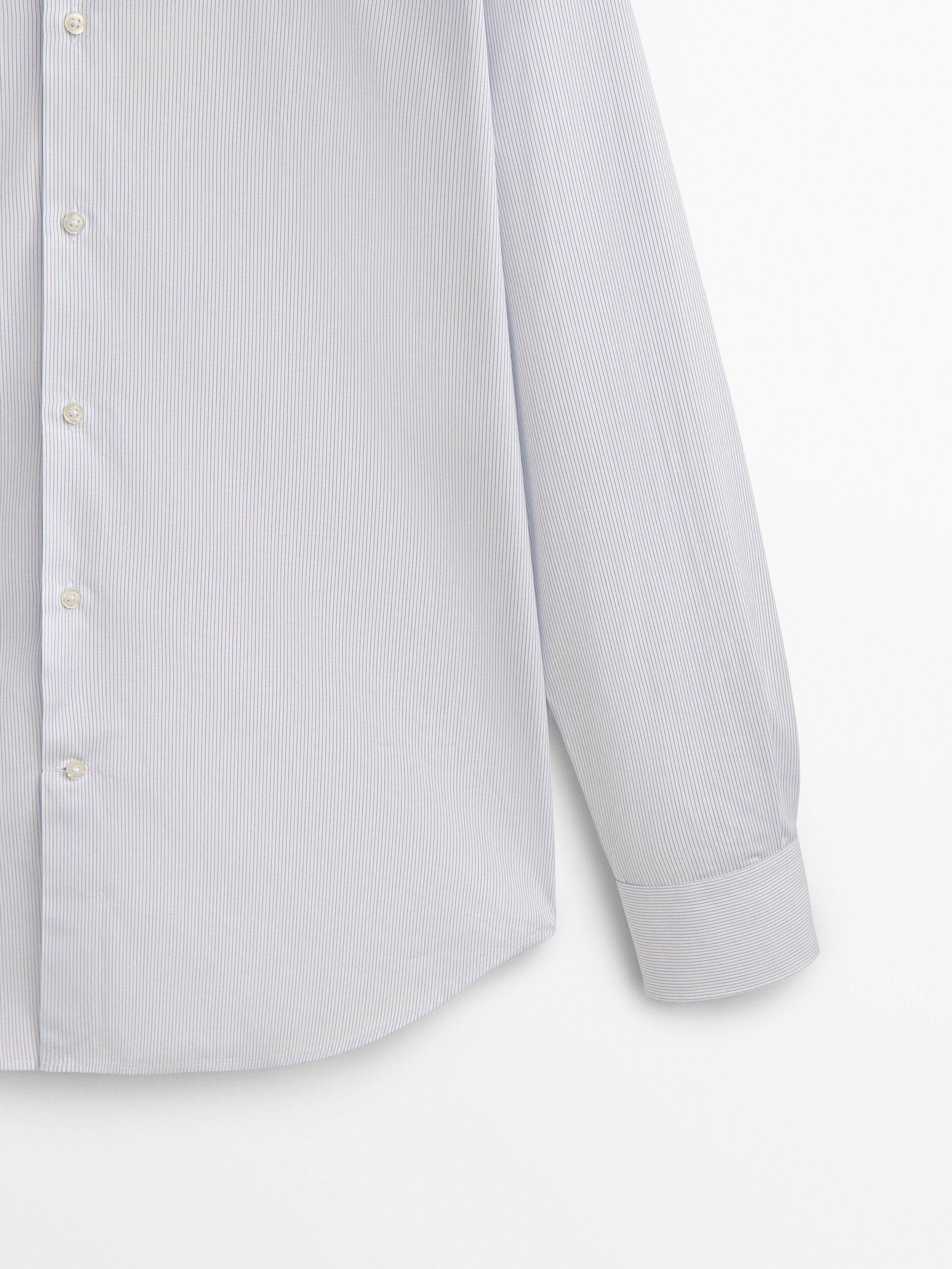 Camisa Rayas de algodão com corte slim - AZUL CLARO