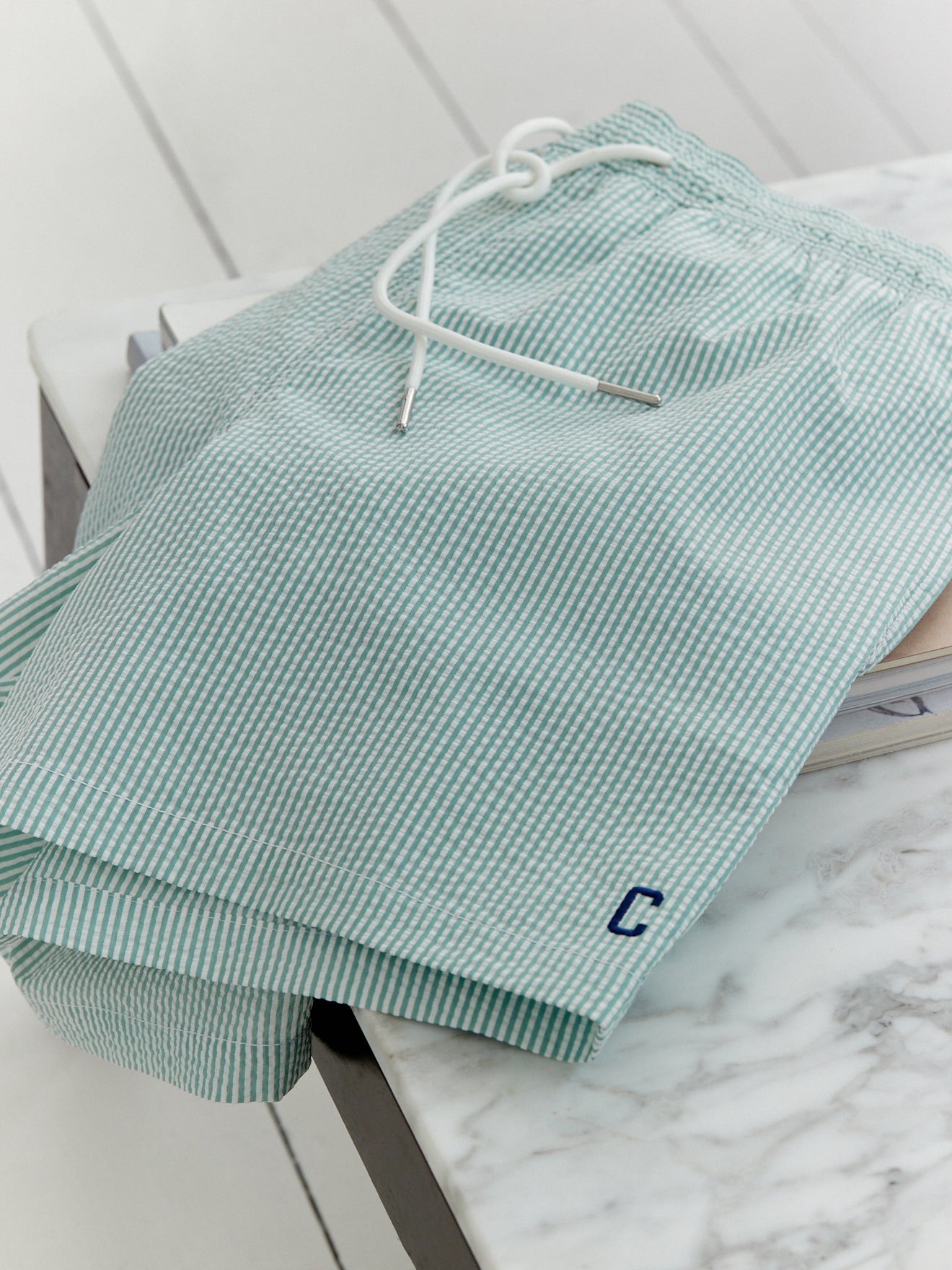 Short de bain rayé homme fibres recyclées
