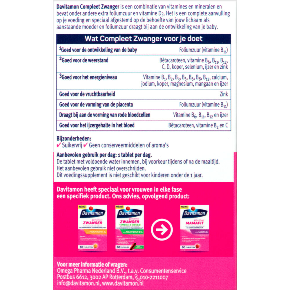 2x Davitamon Compleet Zwanger60 tabletten