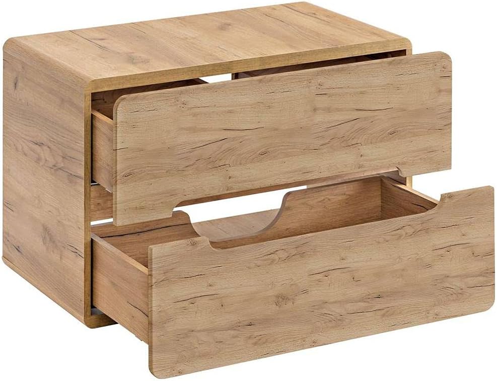 Lomadox Badmöbel Set mit 80 cm Waschtisch & LED-Spiegelschrank, Wotan Eiche Nb., Hochschrank, Hängeschränke, B/H/T ca. 180/200/46 cm