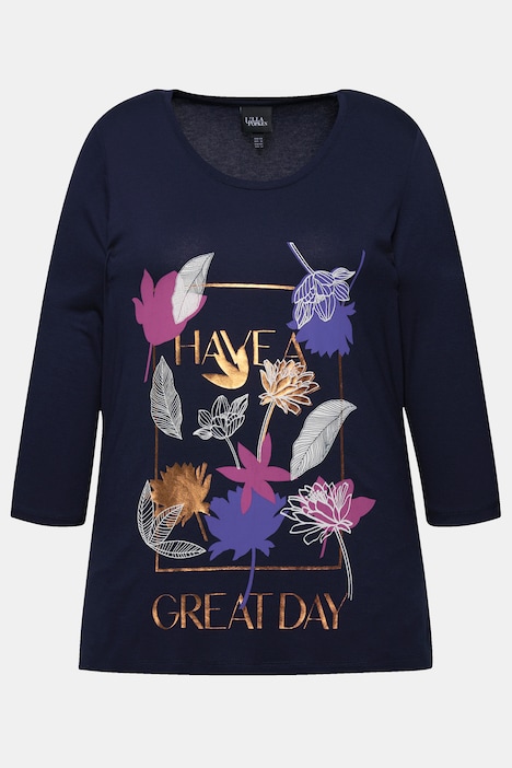 T-Shirt, Blüten, Classic, Rundhals, 3/4-Arm