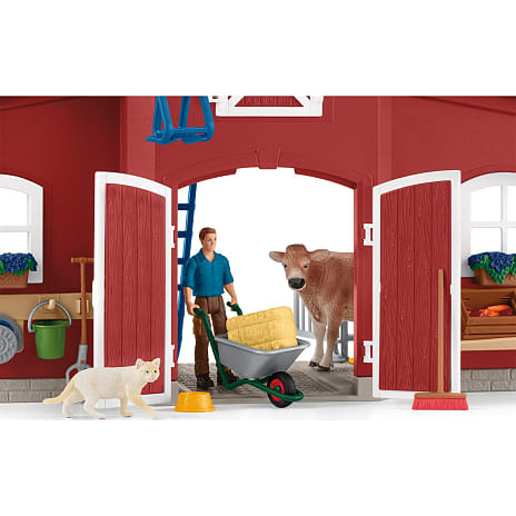 Schleich rød lade med tilbehør 42606