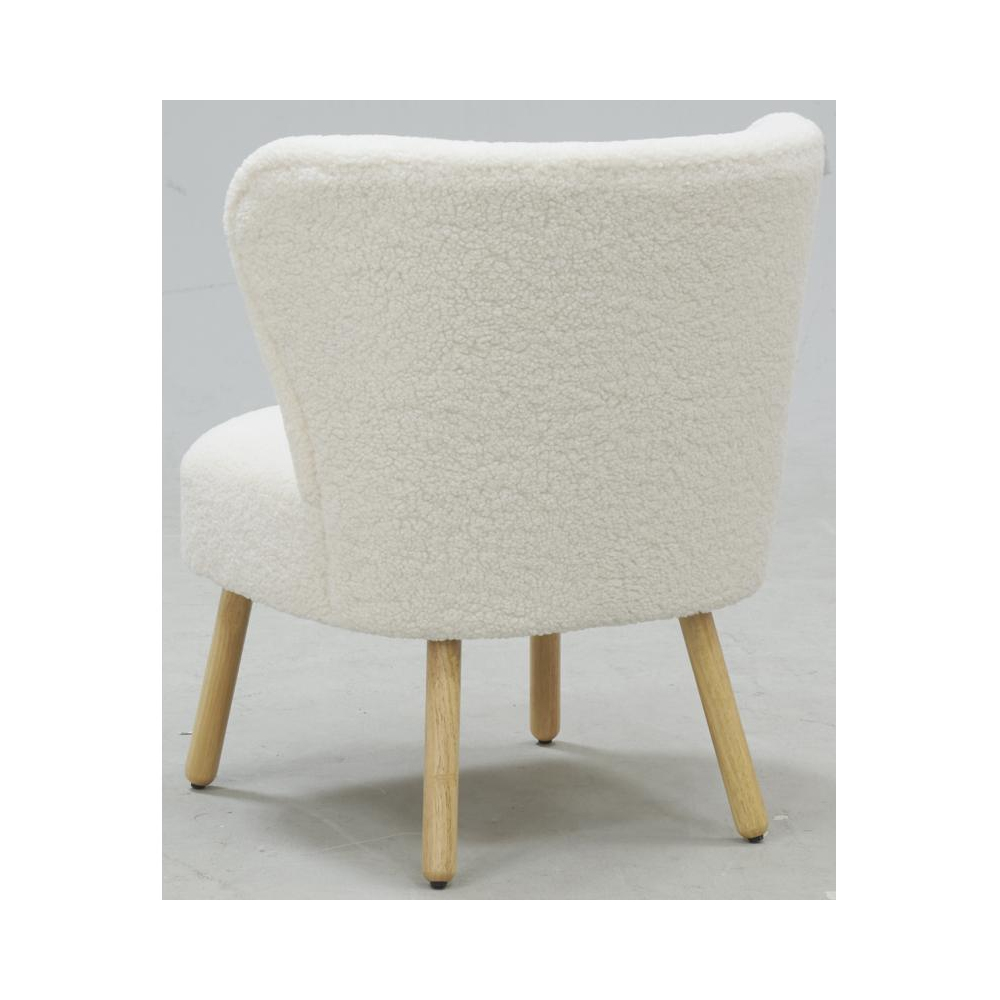 Fauteuil bois et bouclettes blanc
