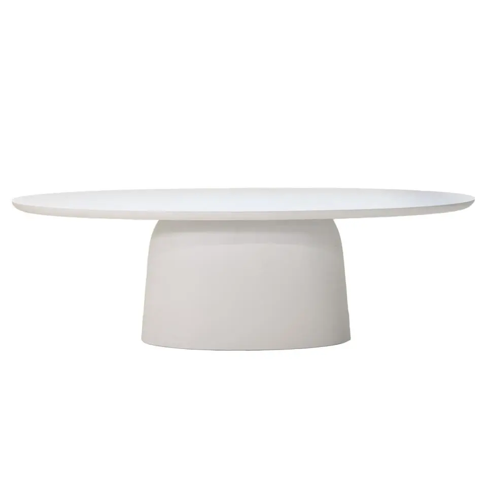 Eettafel Ovaal 300cm - Wit Betonlook - Myrna