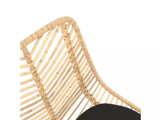 Lot de 2 chaises pour îlot central 66 cm en rotin naturel et noir - Tamara