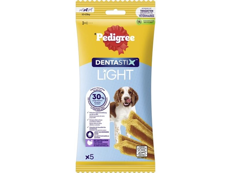 Pedigree DentaStix Light Singles 5-Pack Medium 72 g Leichter Kauspass mit Luftkern