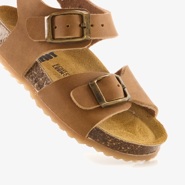 Groot leren kinder bio sandalen cognac