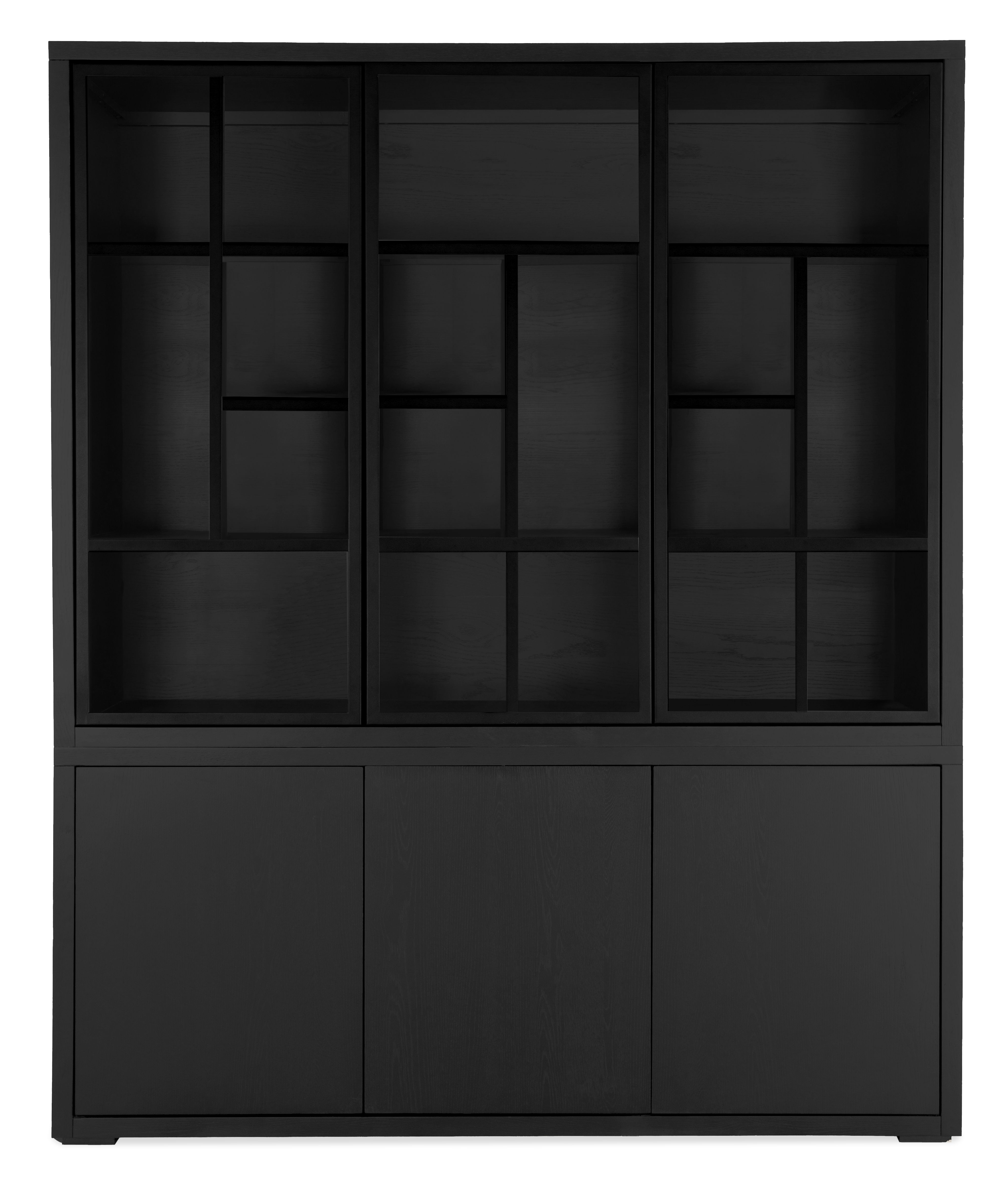Vitrinekast zwart ruit Velori B173 x D45 x H220 cm