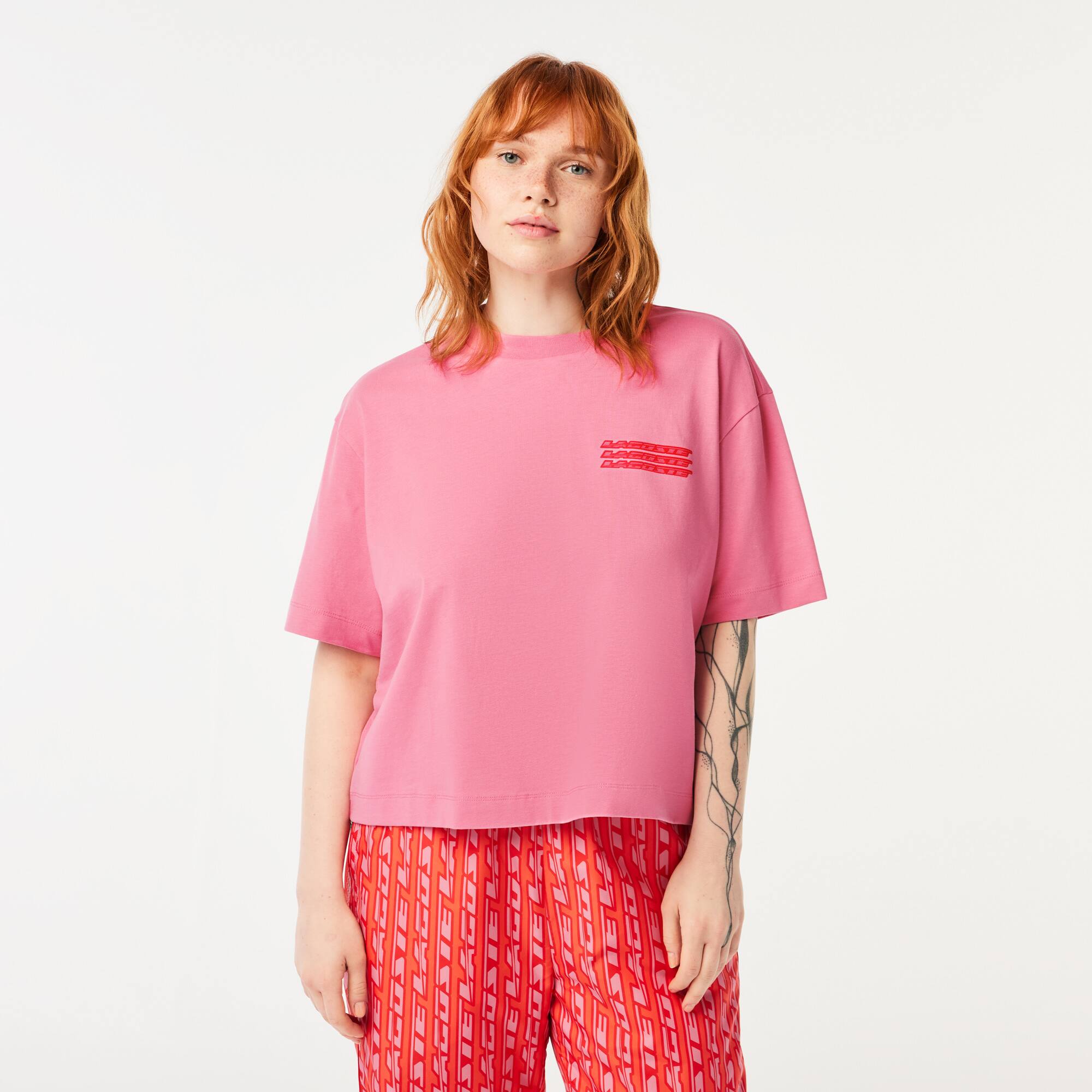 Damen LACOSTE T-Shirt aus Baumwolle in Übergröße T-Shirts - Rosa - Lacoste - Damen