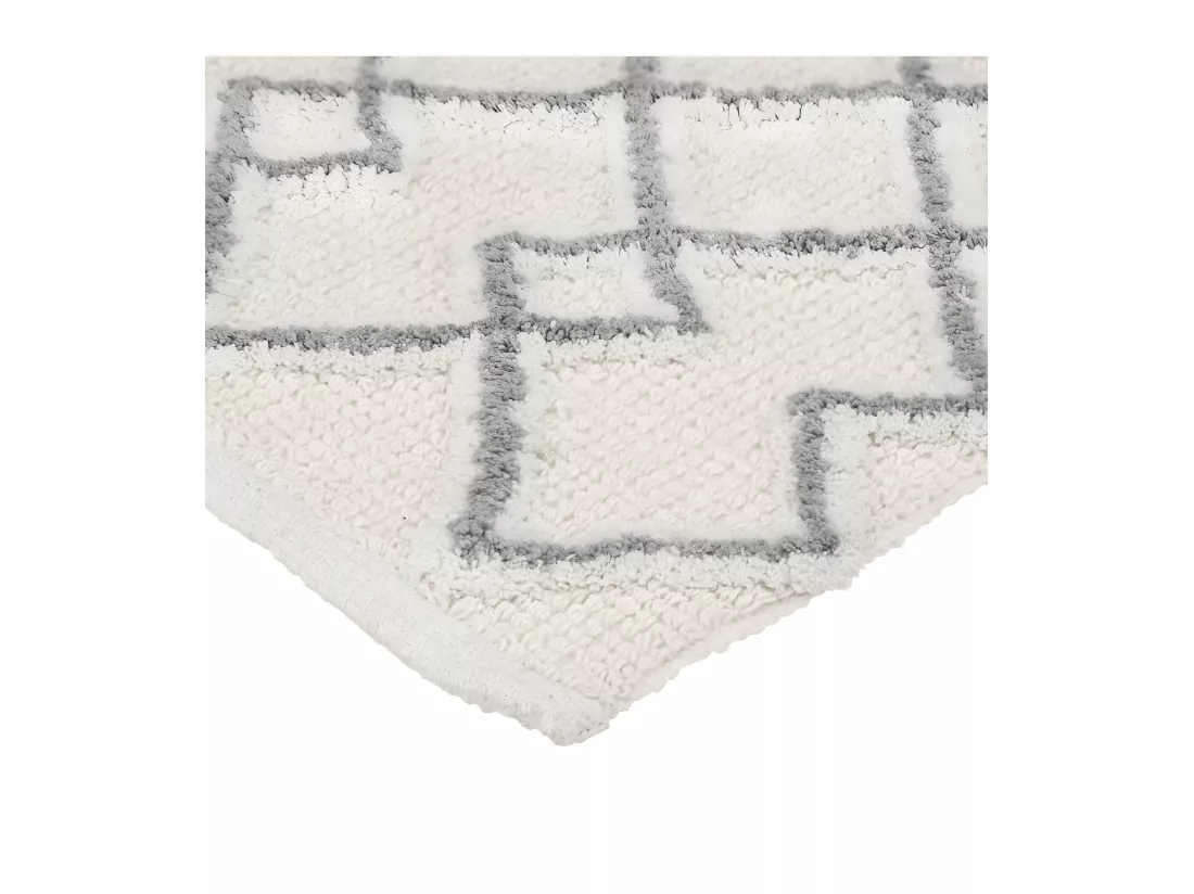 Grand Tapis de salle de bain en Coton déco Gris Ethnique 50 x 120 cm
