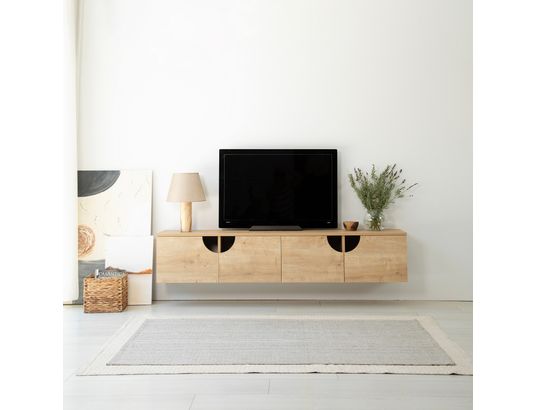 CONCEPT1 - Meuble TV Grotte chene saphir 180 x 35 x h35 cm