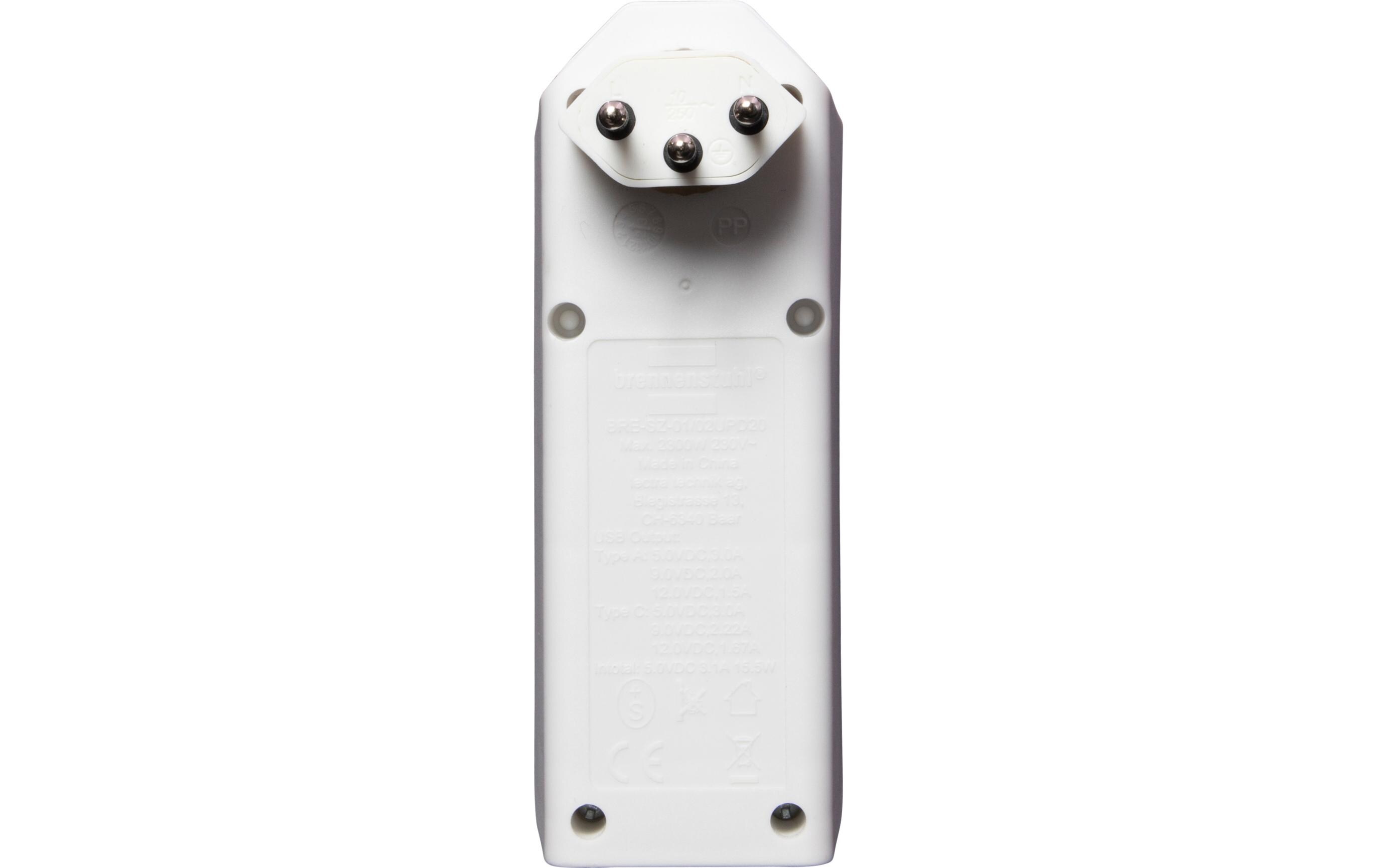 Abzweigstecker 2 x T13, 1 x USB A, 1 x USB C, 300° drehbarStabiler, formschöner Mehrfachstecker ohne Schalter aus hochbruchfestem Kunststoff
